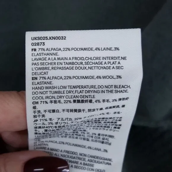 AMI PARIS Sweater Mens XXL Green Boxy Heart Logo Wool Alpaca De Coeur $685 - Picture 10 of 11